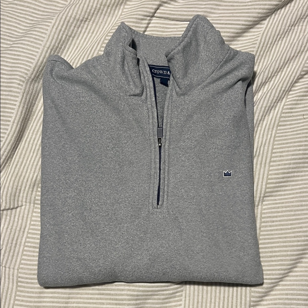 Crown & Ivy Men's Quarter Zip-Up Gray Sweater
